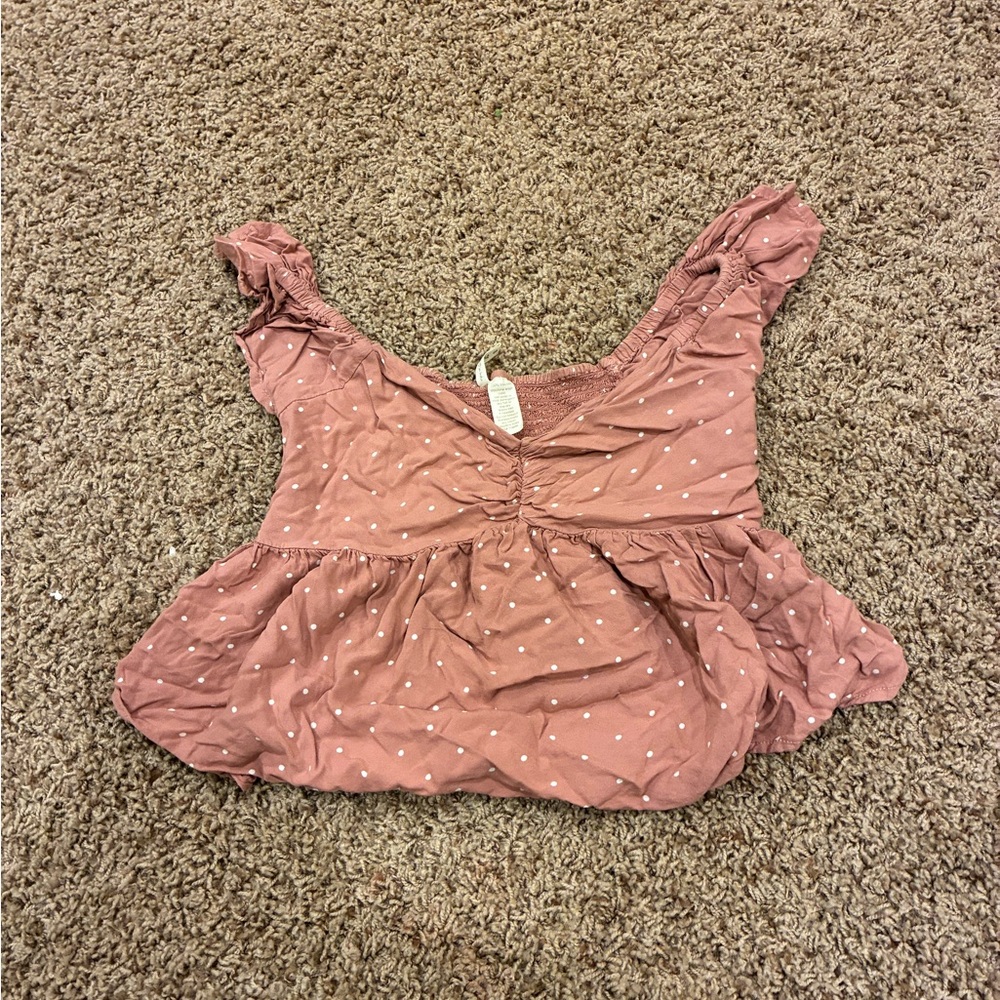 Japna light Rust Pink Polka Dot Ruffled Women's Tank Top